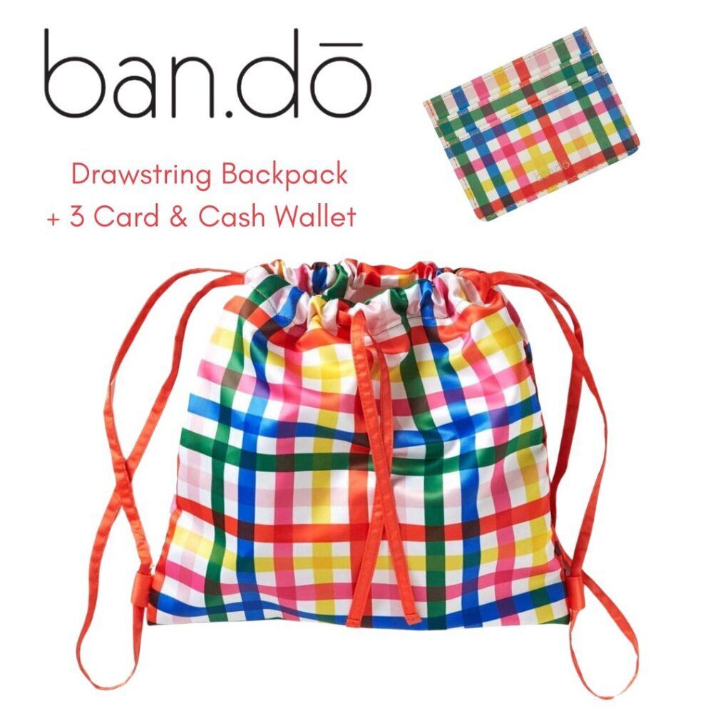 Got Your Back Drawstring Backpack & Get It Together Card Case Block Party SET